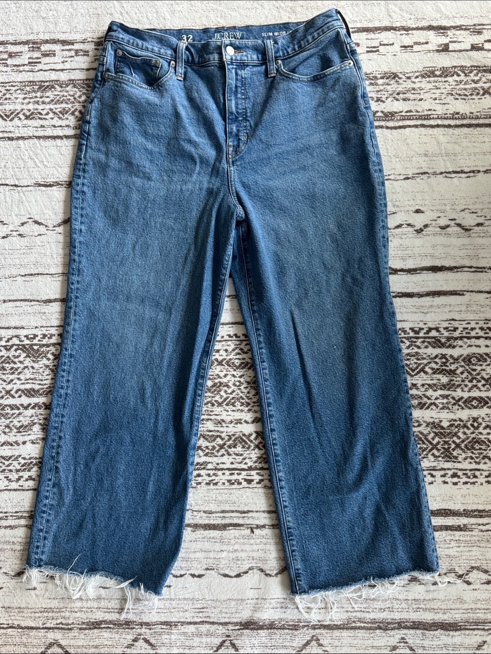 J. Crew Blue Straight-Leg Raw Hem Jeans